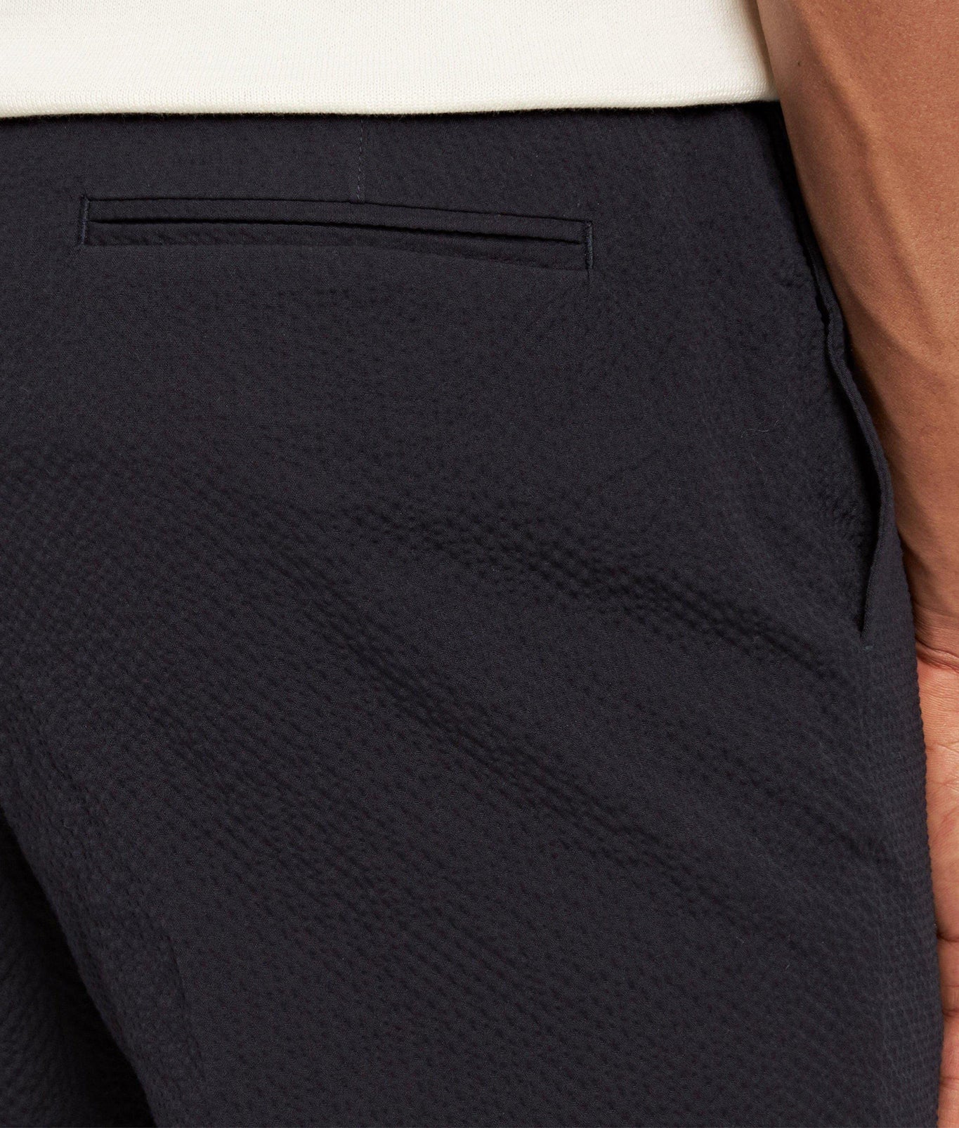 Cornell Tapered Leg Seersucker Trousers | Night Iris