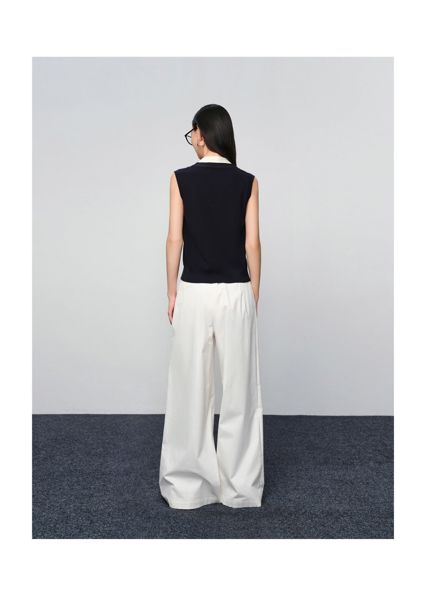Cotton-Blend Knit Vest | Navy