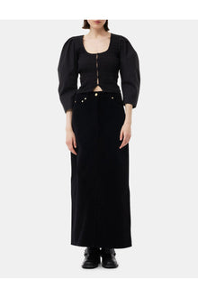Cotton Poplin Smock Blouse | Black