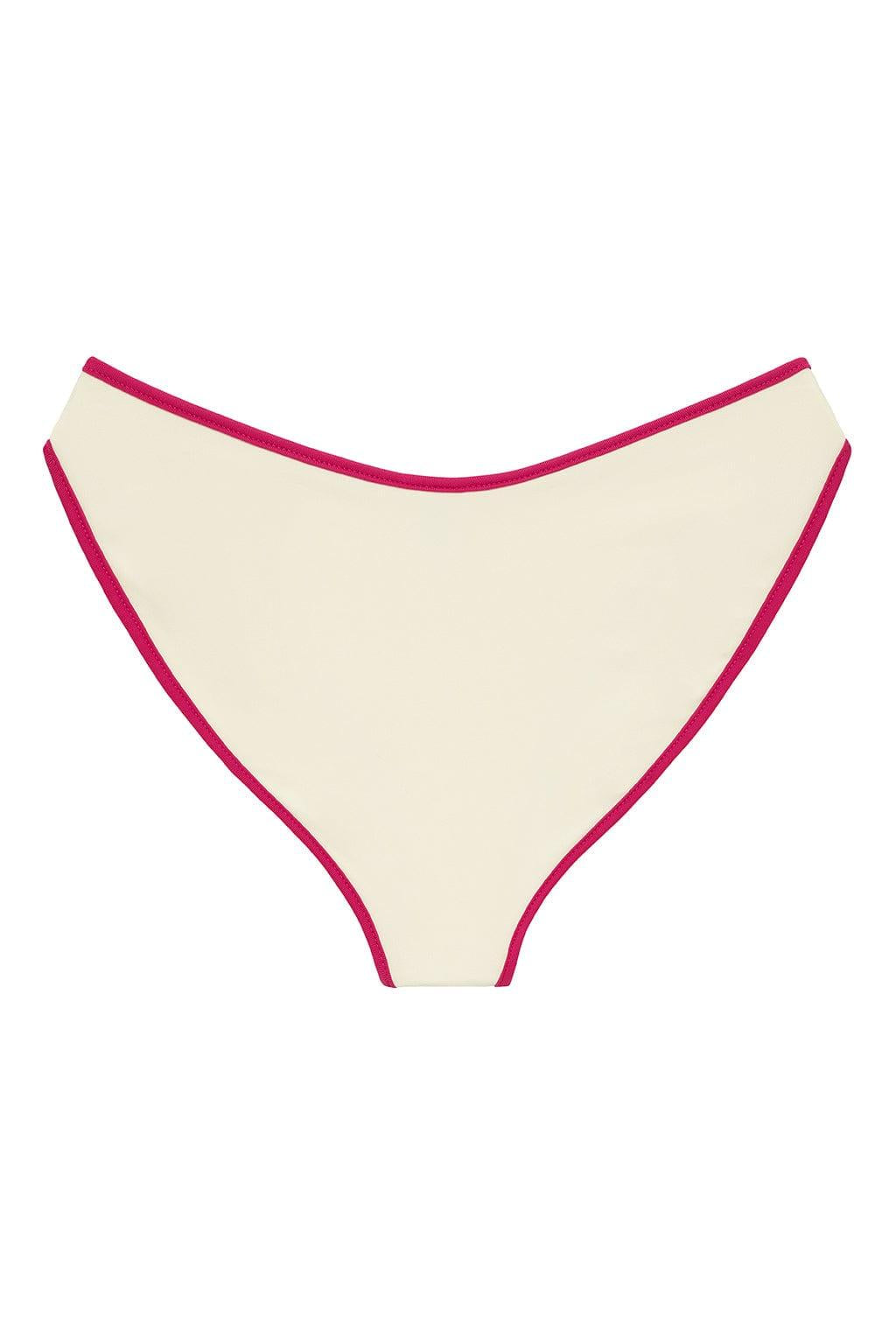 Added Coverage Lulu Bikini Bottom | Cream Raspberry Binded