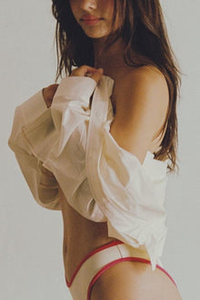 Raspberry Stitch Long Sleeve Button Down Shirt | Cream