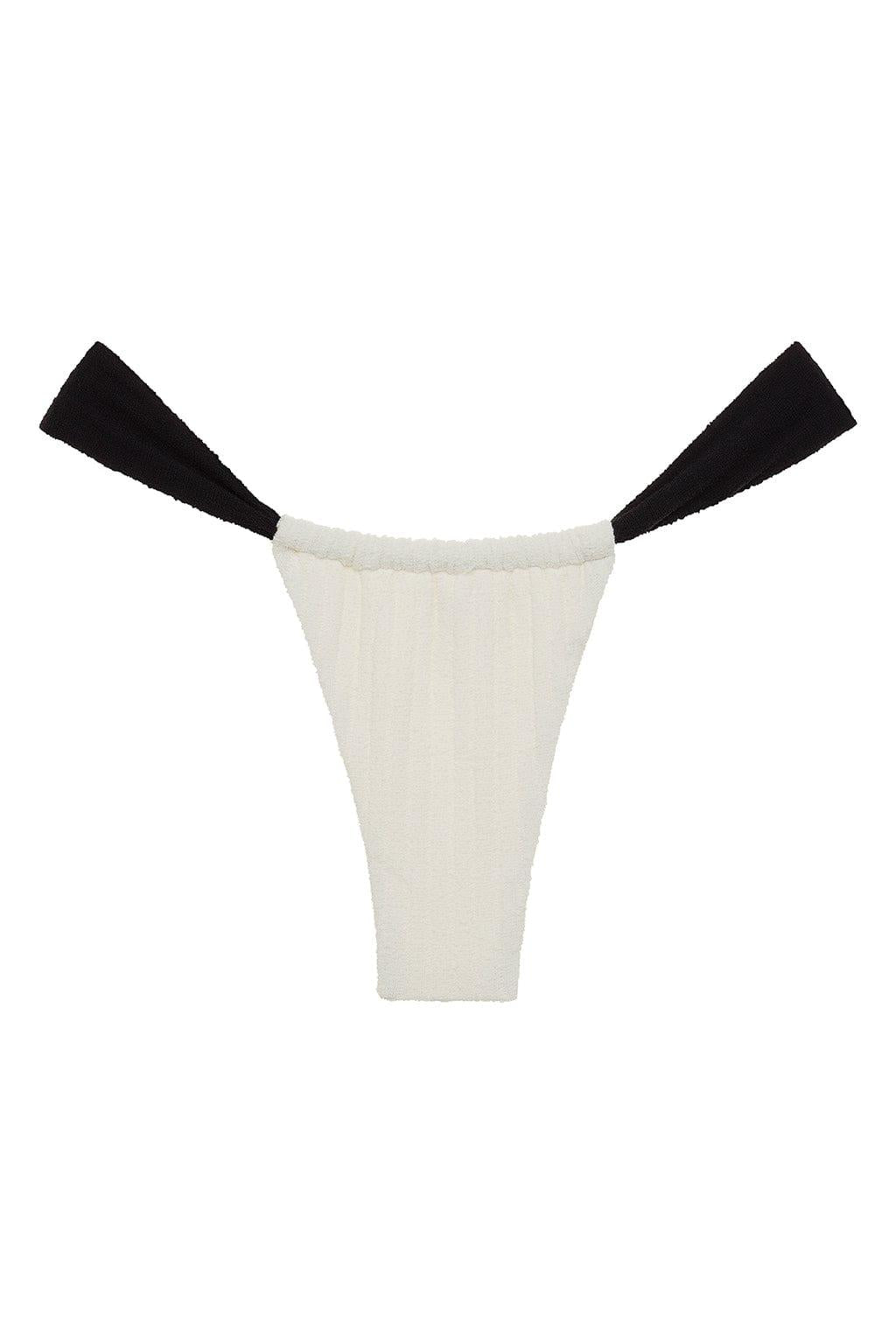 Sandra Bikini Bottom | Cream Black Binded Terry Rib