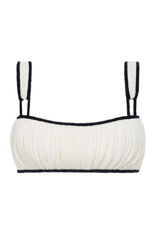 Victoria Bikini Top | Cream Black Binded Terry Rib