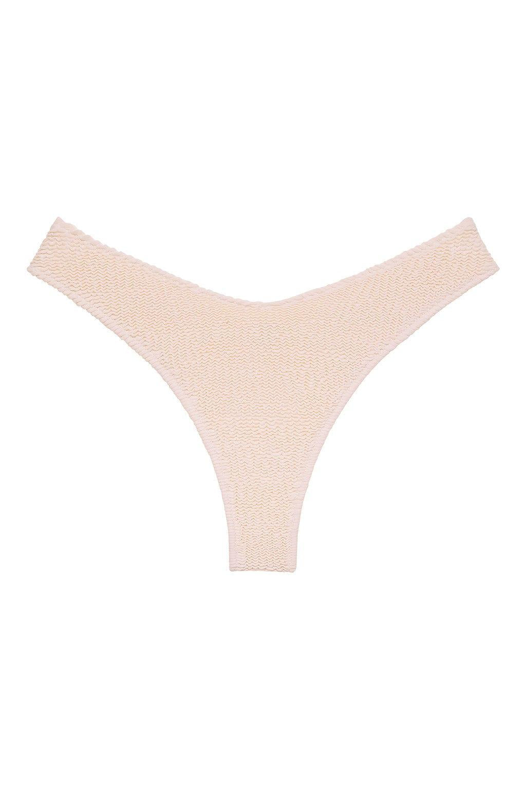 Lulu Zig Zag Stitch Bikini Bottom | Crema Scrunch