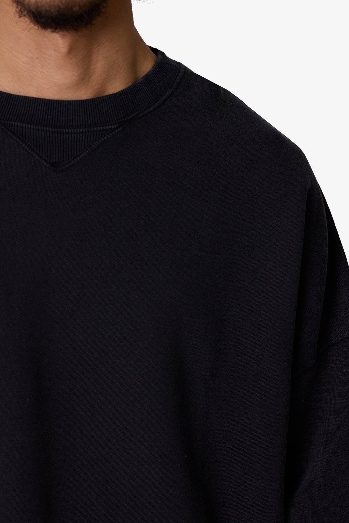 Cropped Crewneck | Washed Black