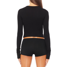 Cropped Long Sleeve Fitted Top | Black