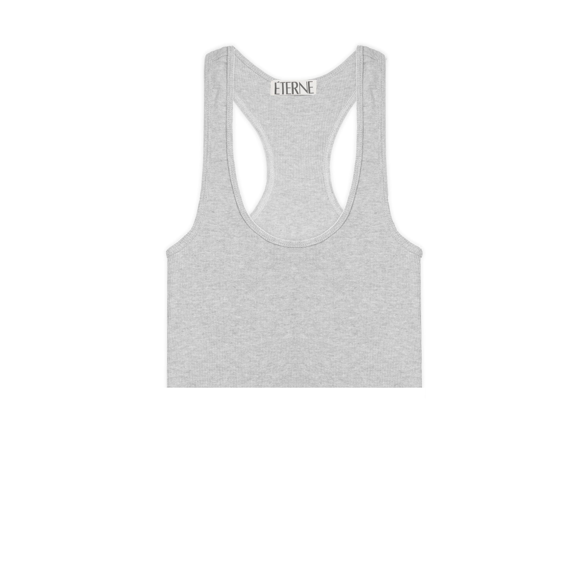 Cropped Rib Racerback Tank | Heather Grey