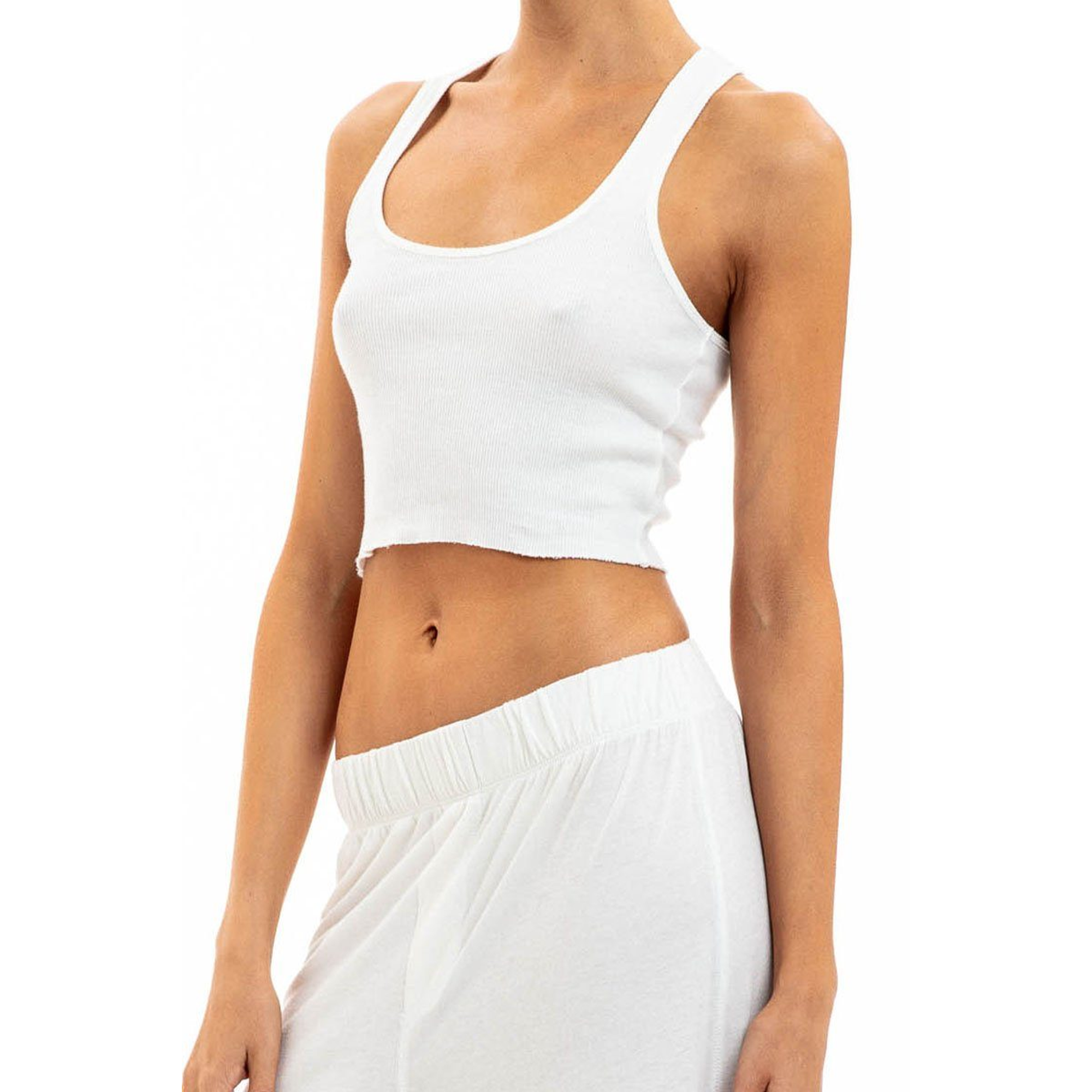 Cropped Rib Racerback Tank | Ivory