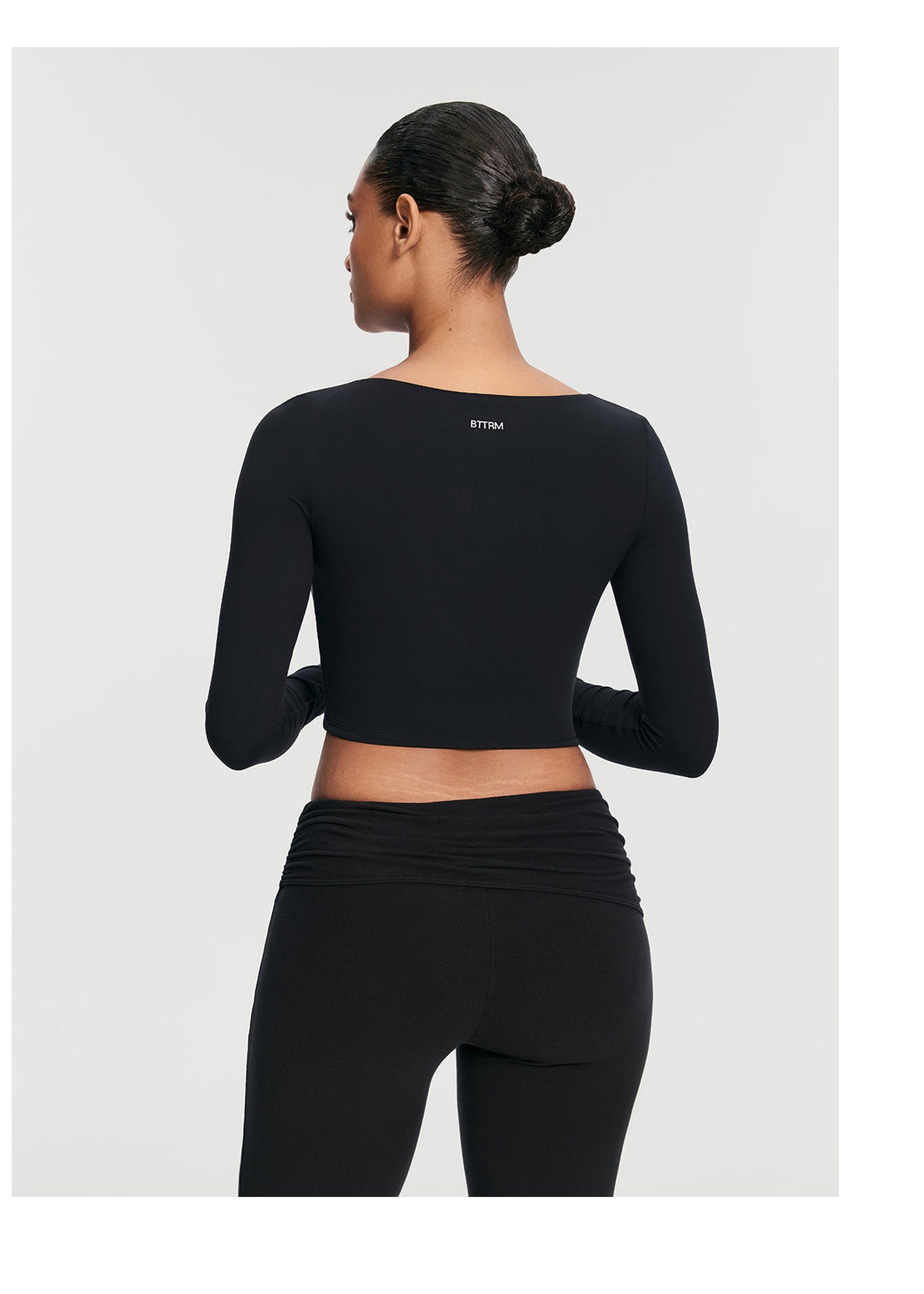 Cropped Round Neck Top | Black