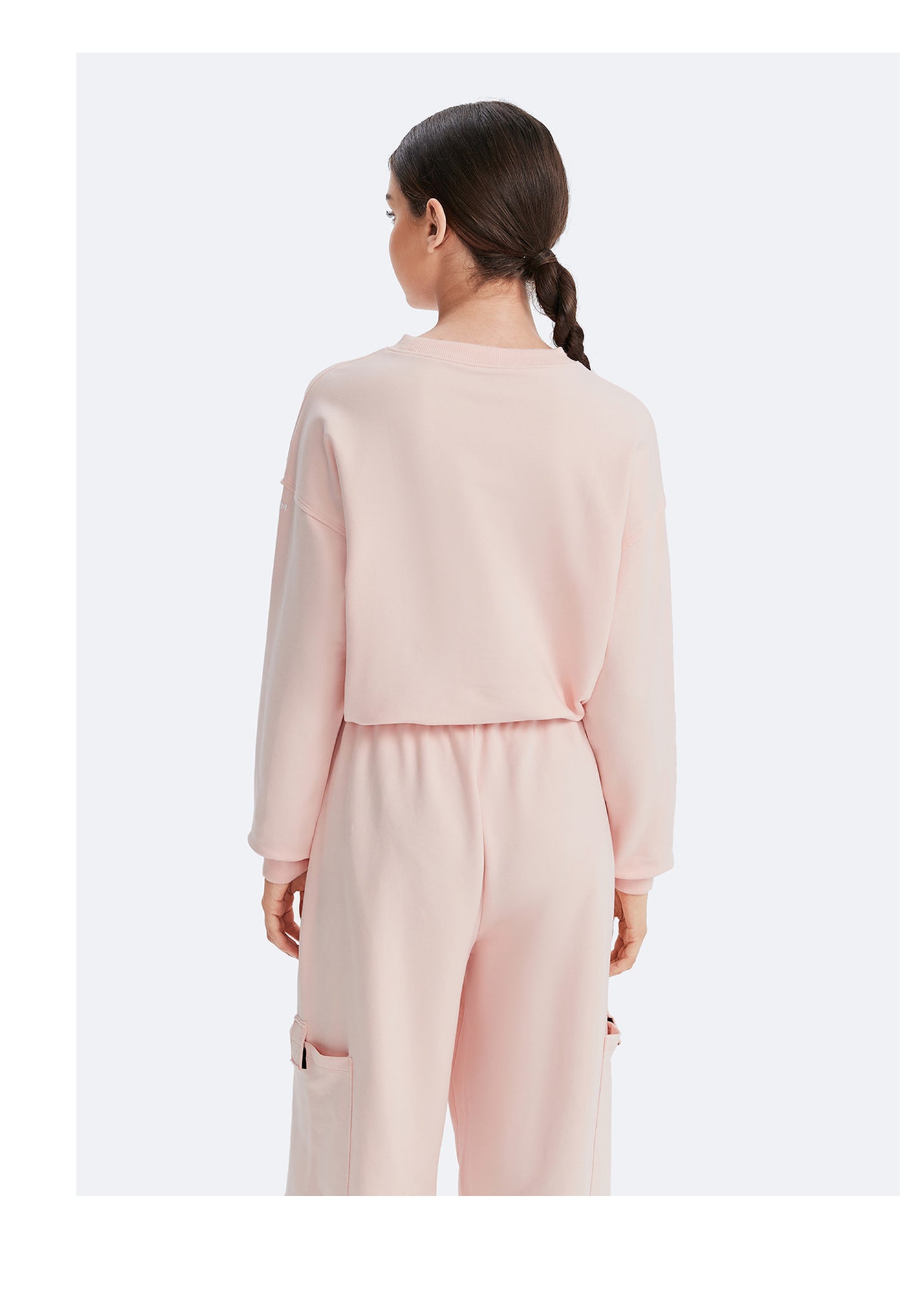 Cropped Sweatshirt with Drawstring | Marshmallow Pink
