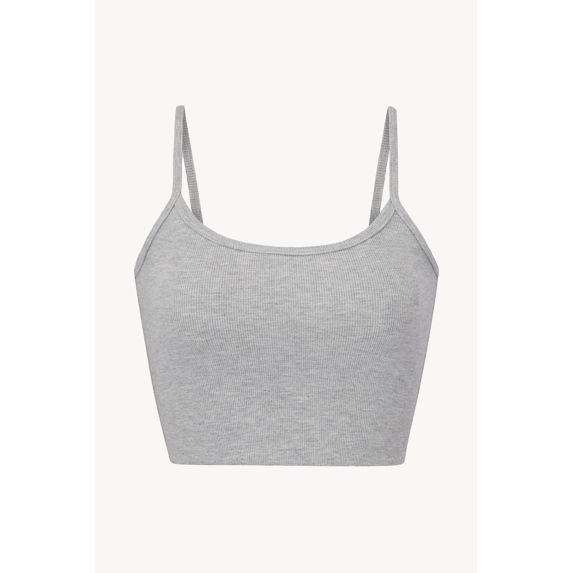 Cropped Thin Strap Fitted Tank | Heather Grey