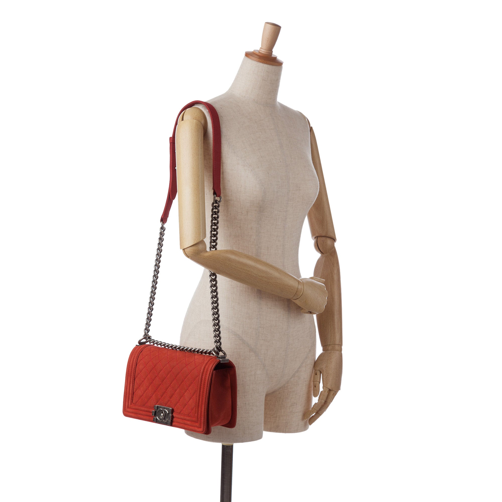 Chanel | Pre-Owned Old Medium Quilted Caviar Boy Flap - I | Red