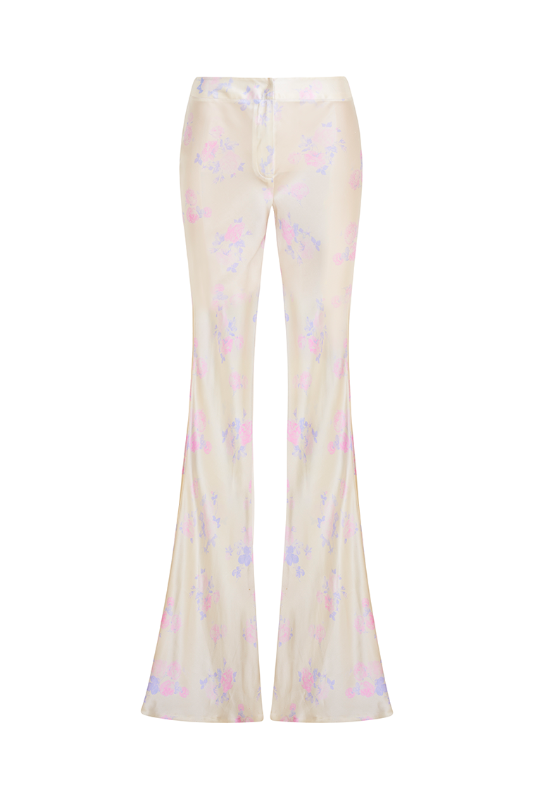 Womens | Daniya Wide Leg Printed Silk Pants | Lilac Pearl