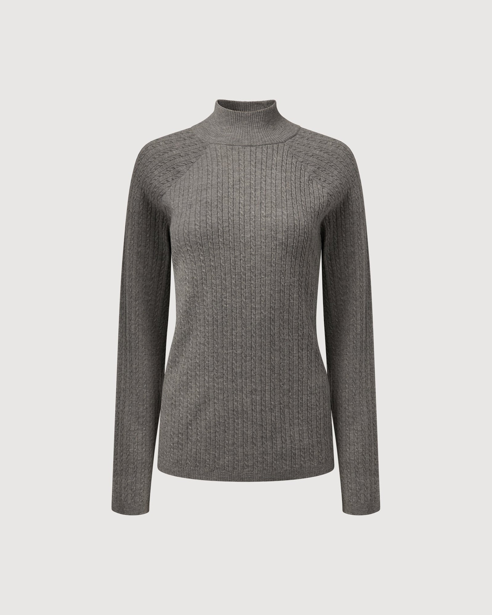 Cable Turtle Neck Sweater | Charcoal Heather Grey