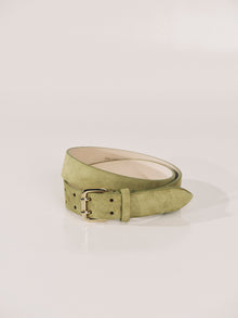 Mini Hutch Suede Belt | Moss & 24K Gold