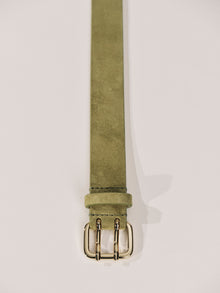 Mini Hutch Suede Belt | Moss & 24K Gold