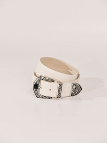 Western Inlay Belt | Ivory & Silver
