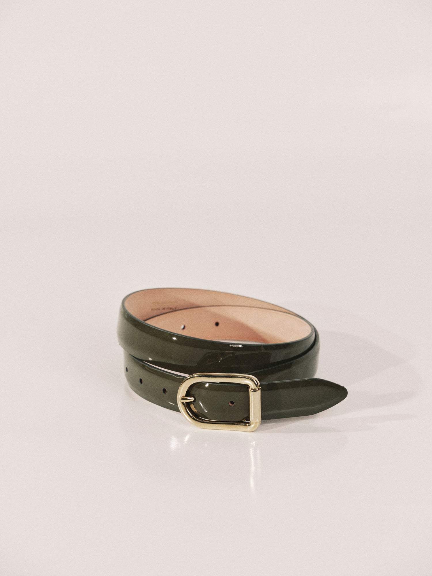 Mija Belt | Olive Patent Leather & Silver