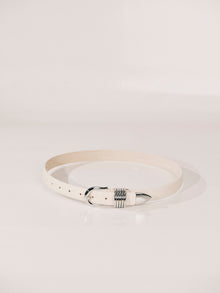 Hollyhock Leather Belt | Floral Ivory Embossed & Silver