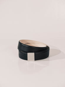 Brandt Pebble Leather Belt | Black & Silver