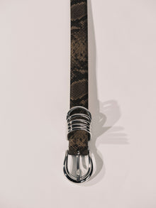 Hollyhock Belt | Neutral Brown Snakeskin & Silver