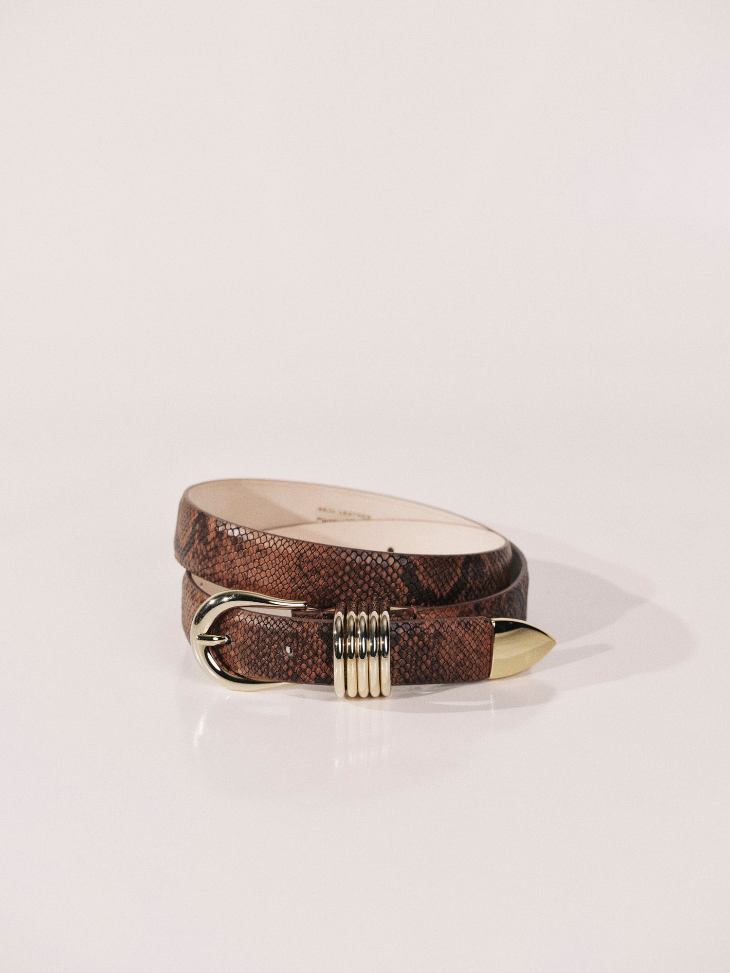 Hollyhock Belt | Brown Python & Pale Gold