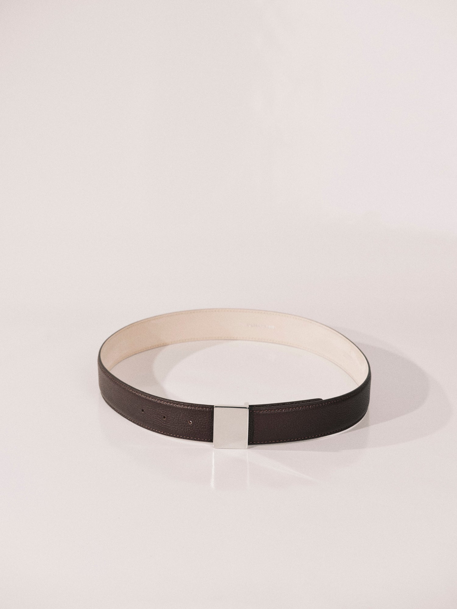 Brandt Leather Belt | Brown Pebble & Silver