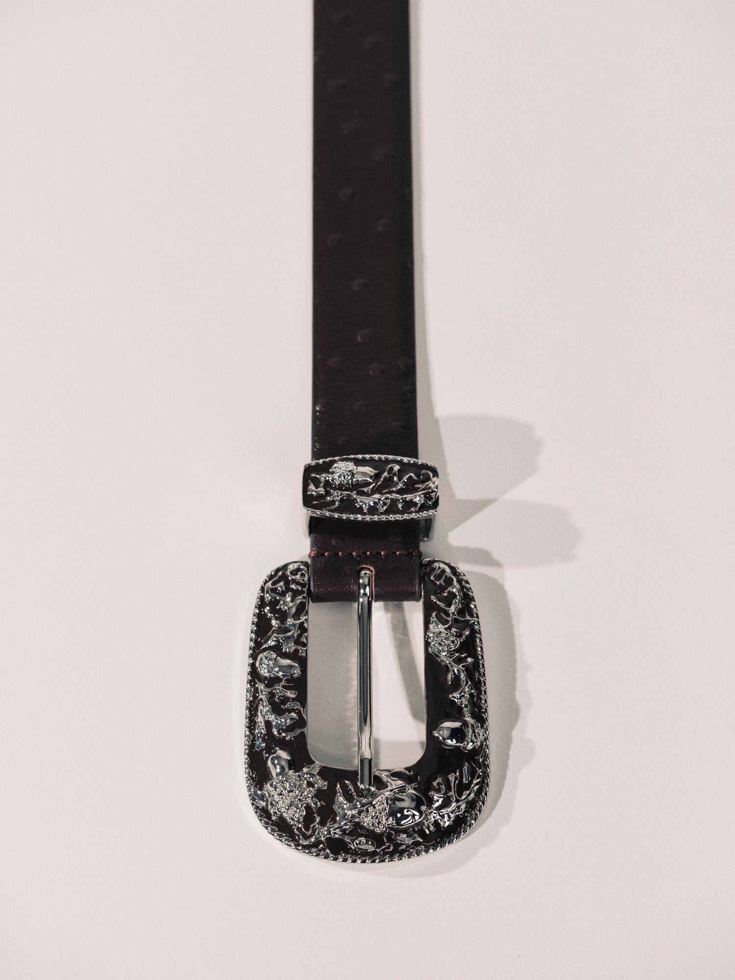 Vendome Belt | Plum Ostrich & Silver