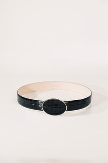 Flint Belt | Black Croco & Silver