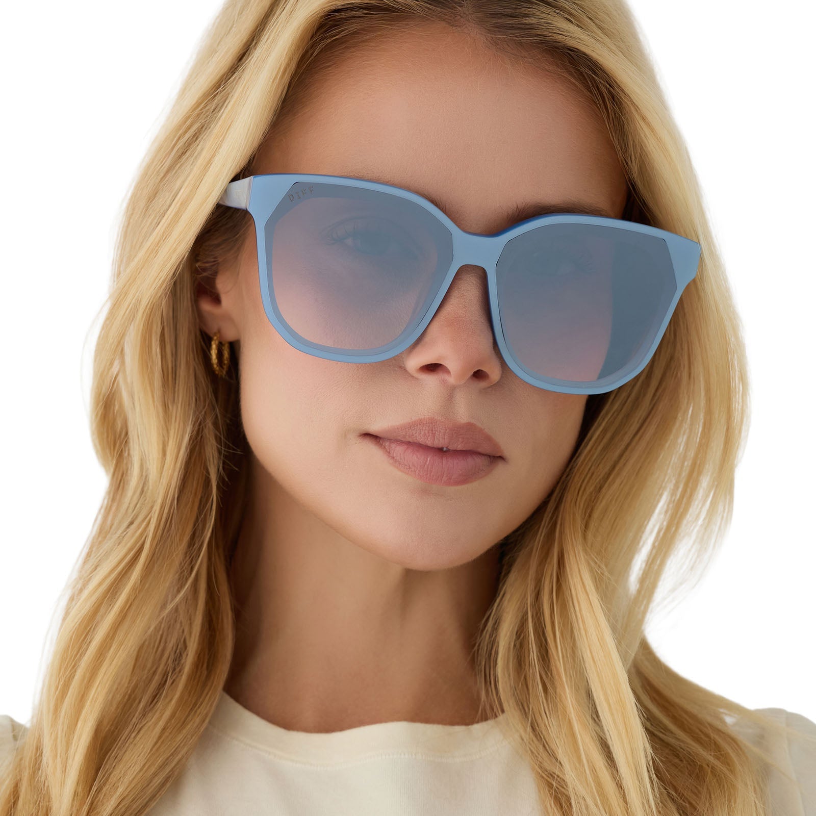 Womens | Gia Sunglasses | Light Blue | Slate Gradient Flash Lenses