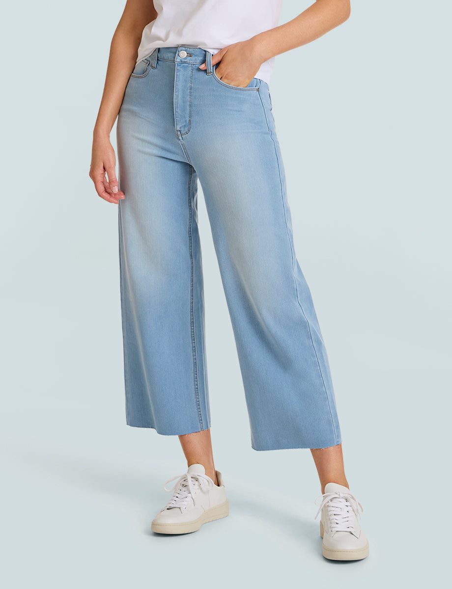 Do It All Denim High-Rise Cropped Wide Leg::Washed Indigo::Hover