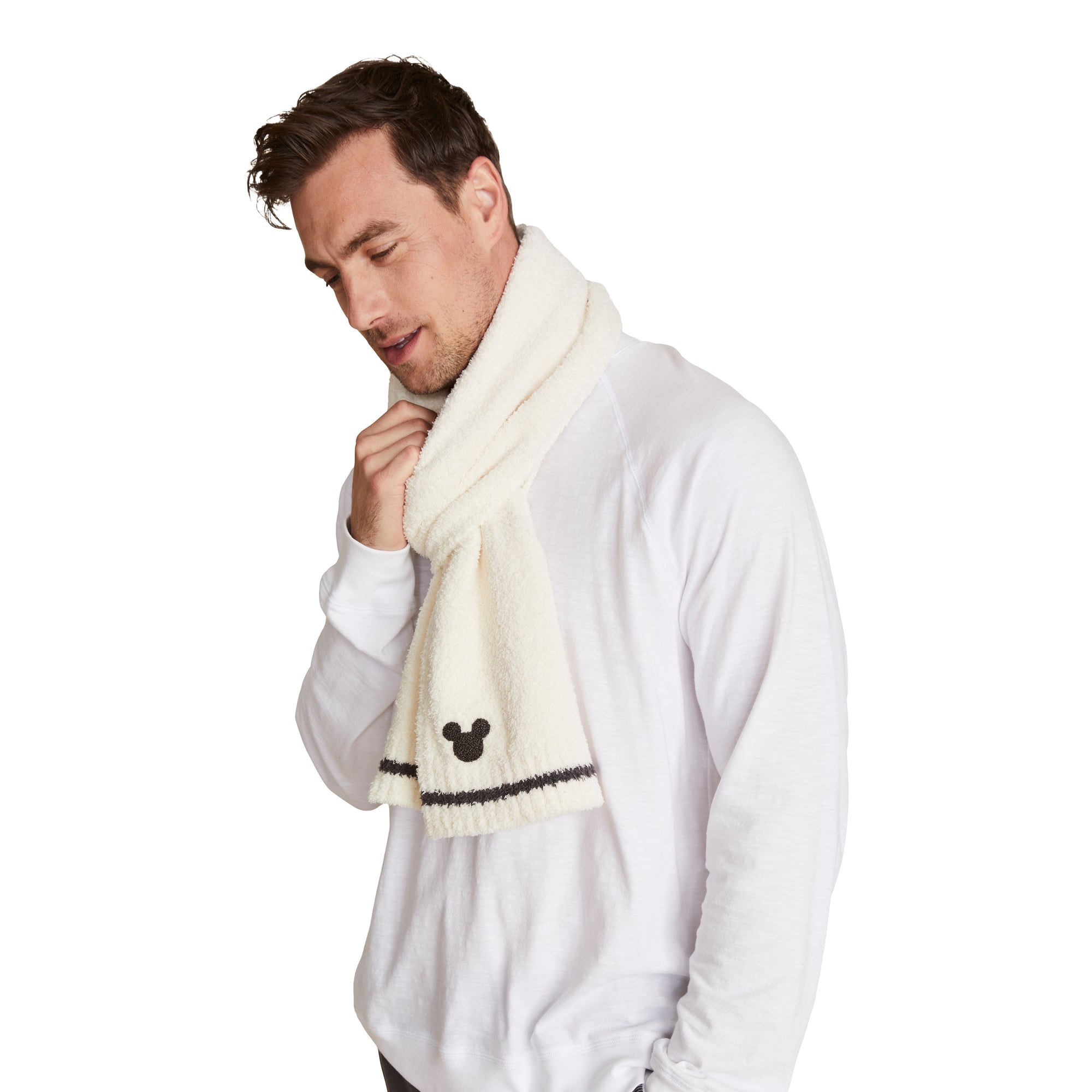 Cozychic Classic Disney Adult Mickey Mouse Scarf | Cream/Carbon