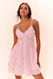 Docila Cotton Striped Dress | Captiva Pink