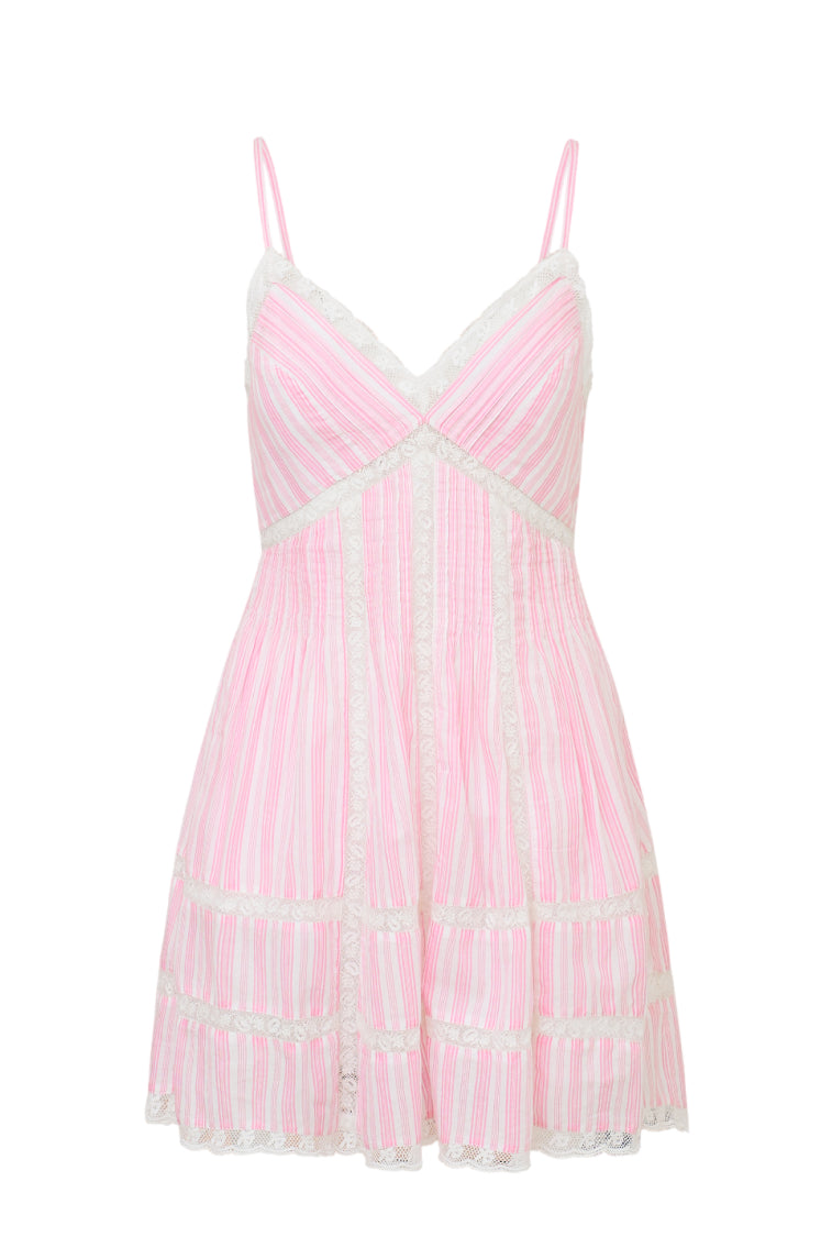 Docila Cotton Striped Dress | Captiva Pink