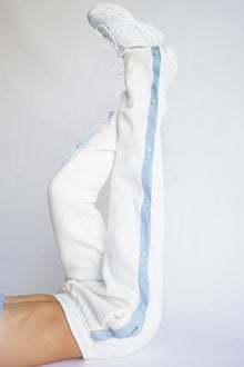 Tearaway Fleece Pants | White & Baby Blue