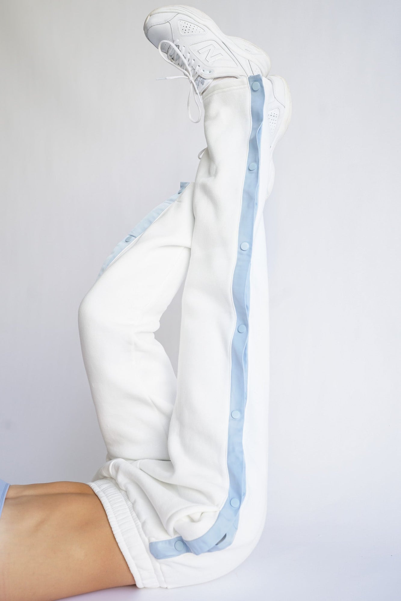 Tearaway Fleece Pants | White & Baby Blue
