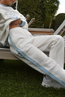 Tearaway Fleece Pants | White & Baby Blue