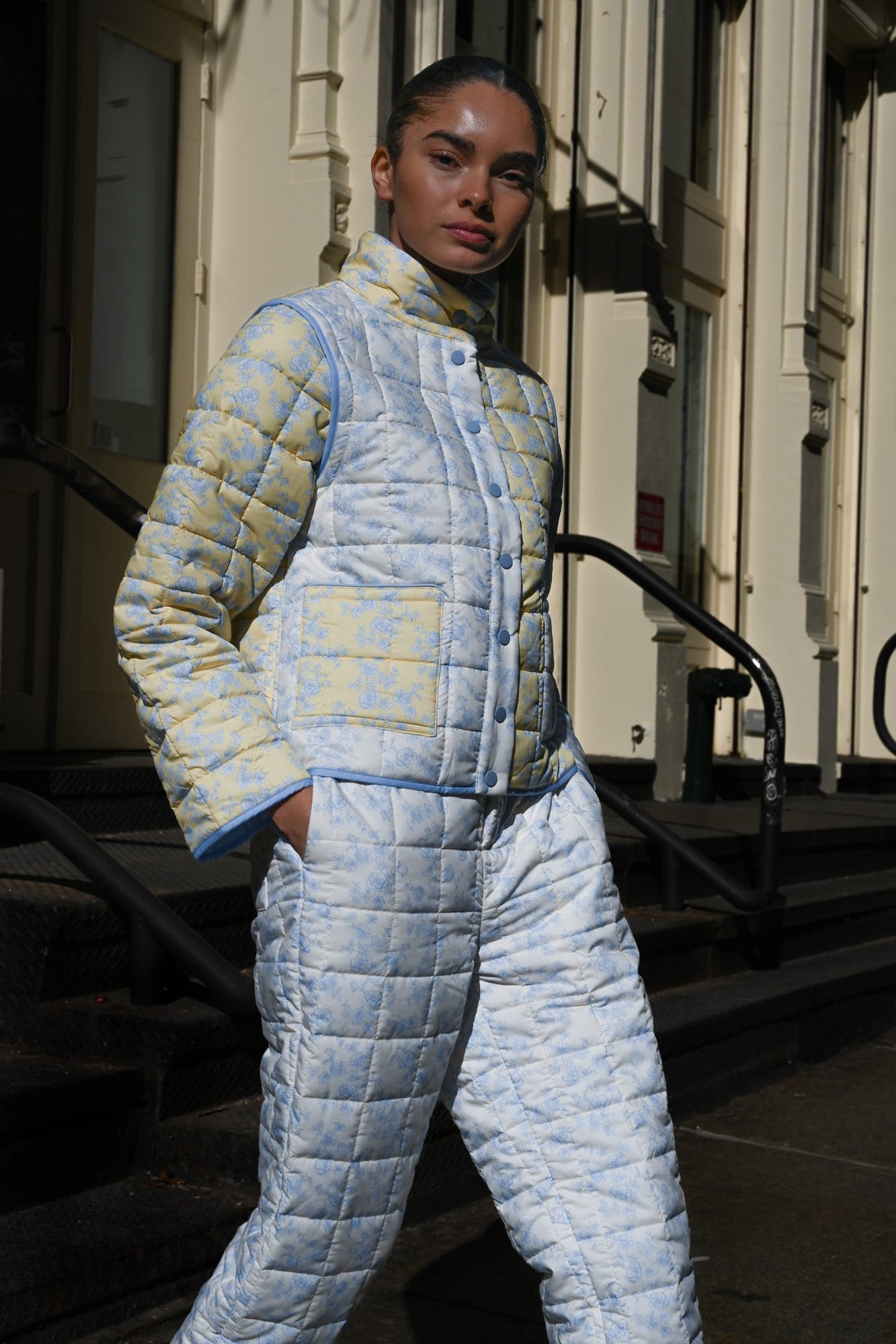 Ada Quilted Joggers | Blue Toile
