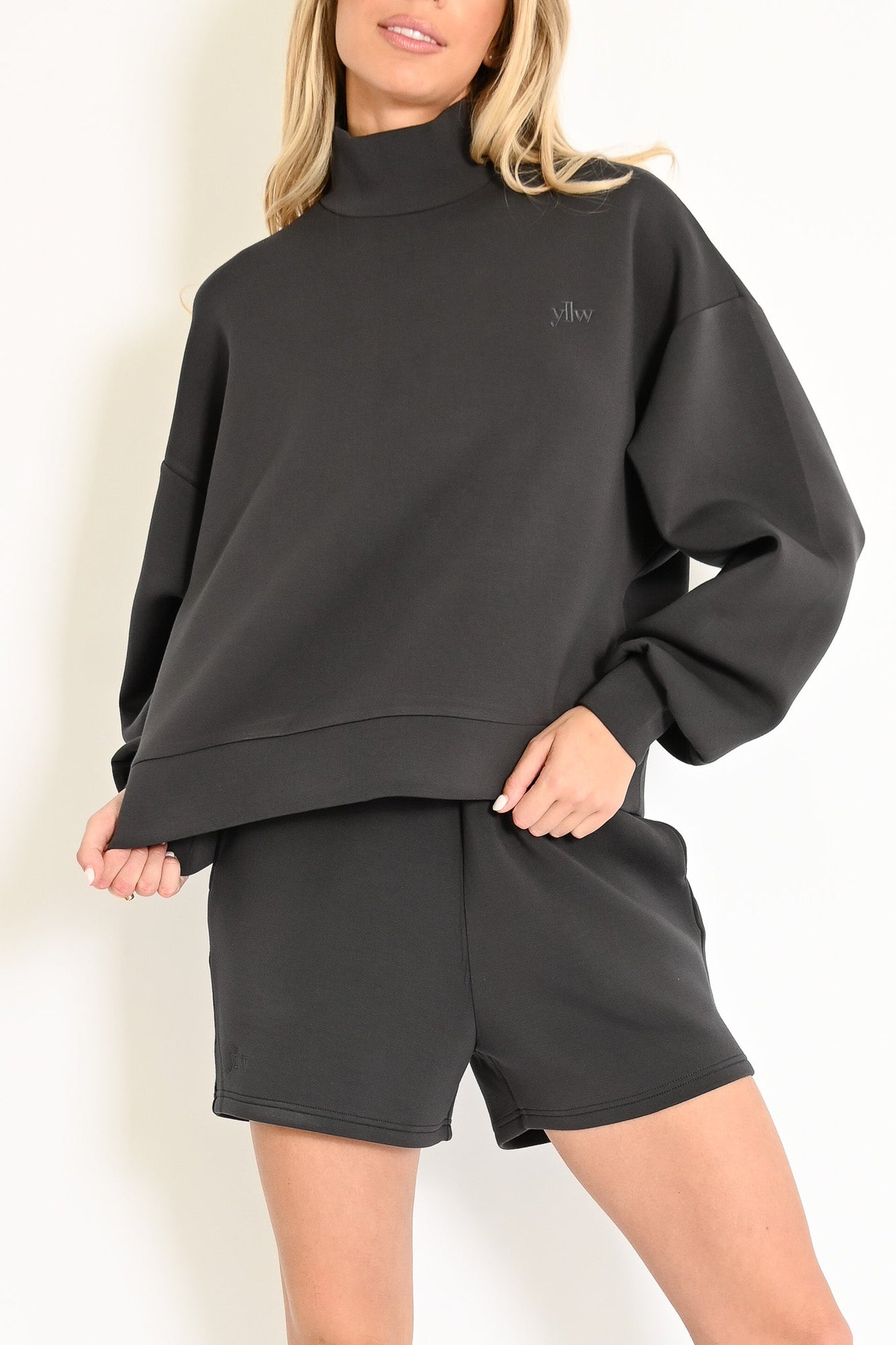 Maya Knit Neoprene Pullover | Charcoal