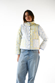 Amelia Quilted Convertible Jacket | Colorblock Toile