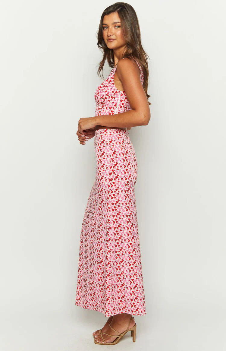 Dahlia Speckled Maxi Skirt | Pink And Red