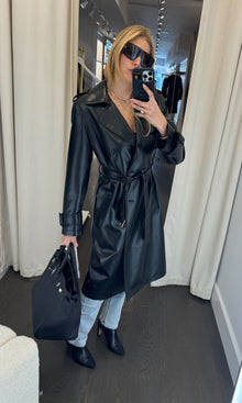 Danielle Vegan Leather Trench Coat | Black