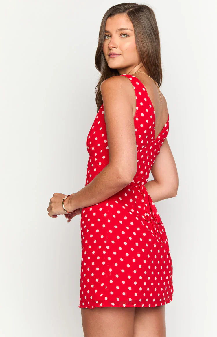 Daphne Mini Dress | Red Polka Dot
