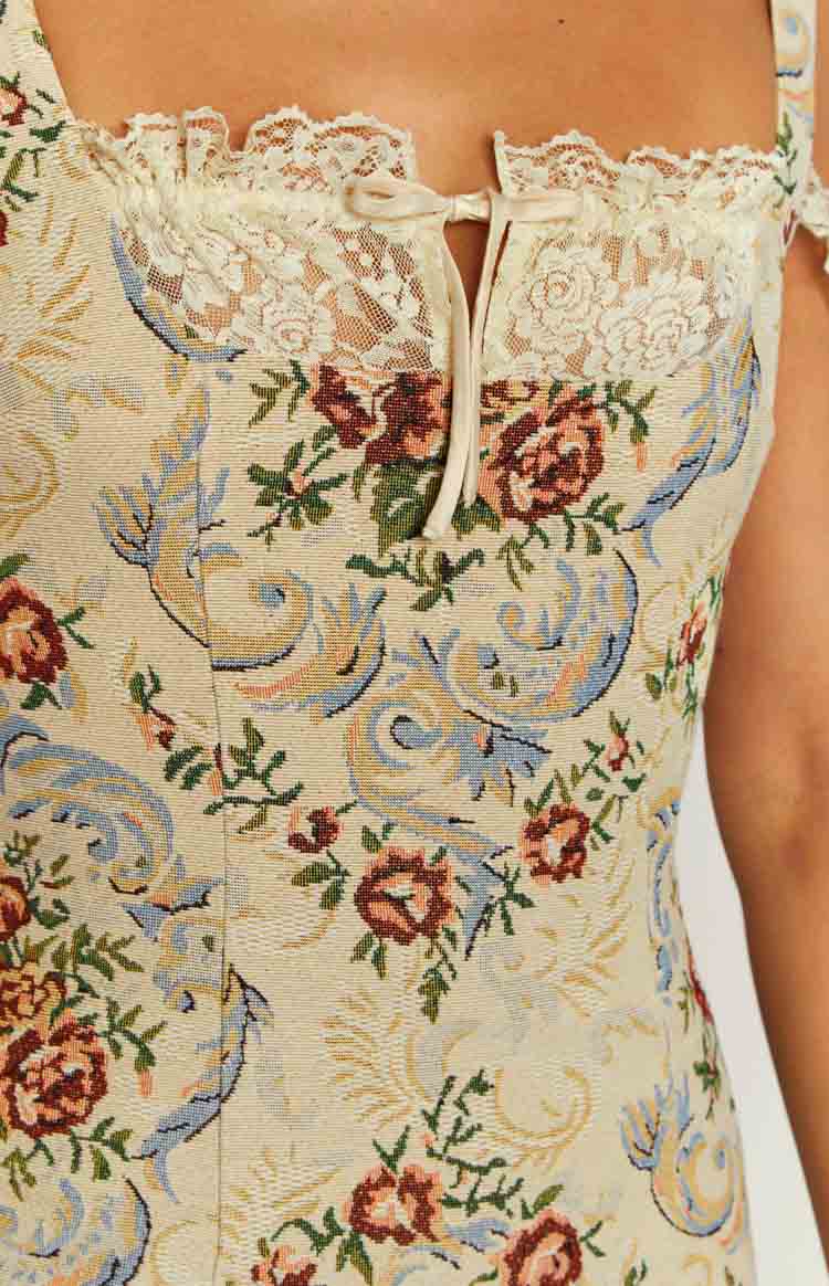 Daydreaming Tapestry Mini Dress | Beige
