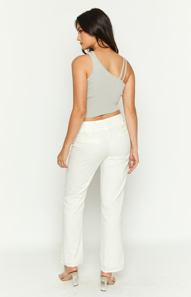 Delaney Linen Blend Pants | White