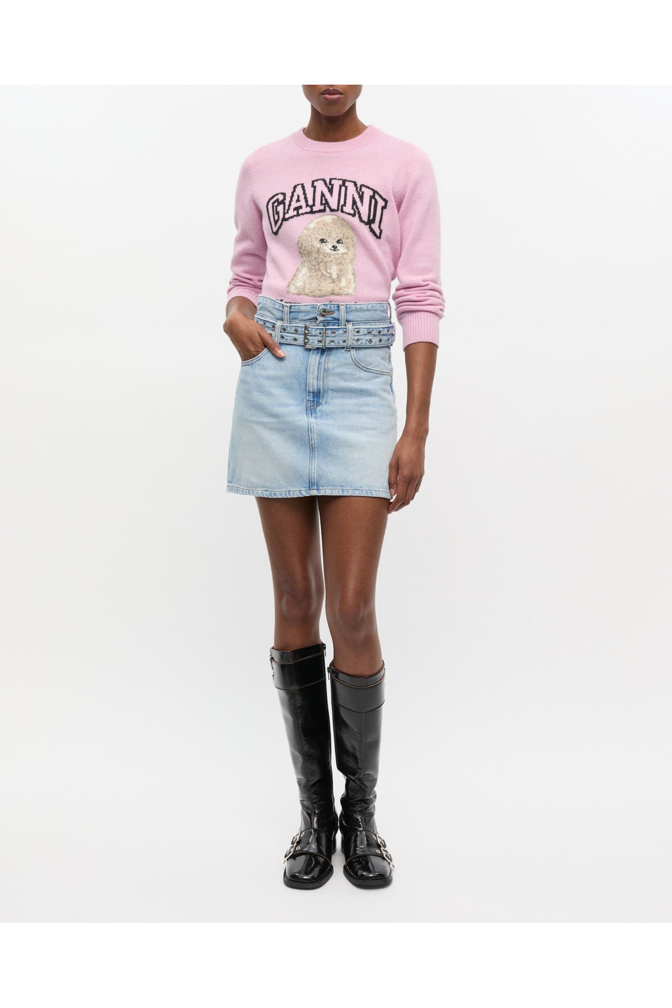 Denim Mini Skirt | Light Blue Stone