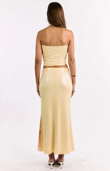 Denzel Floral Sequin Maxi Skirt | Yellow