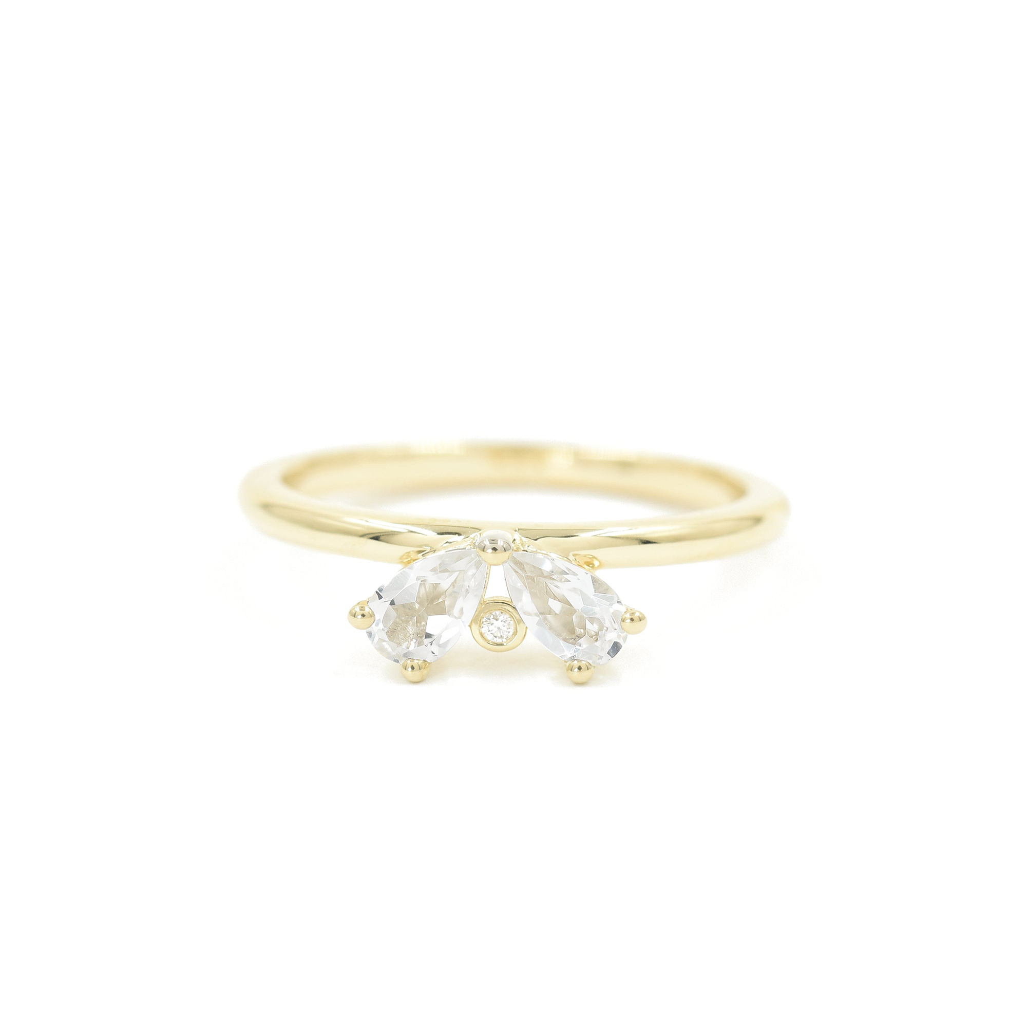 Diamond Flower Petal Ring | Yellow