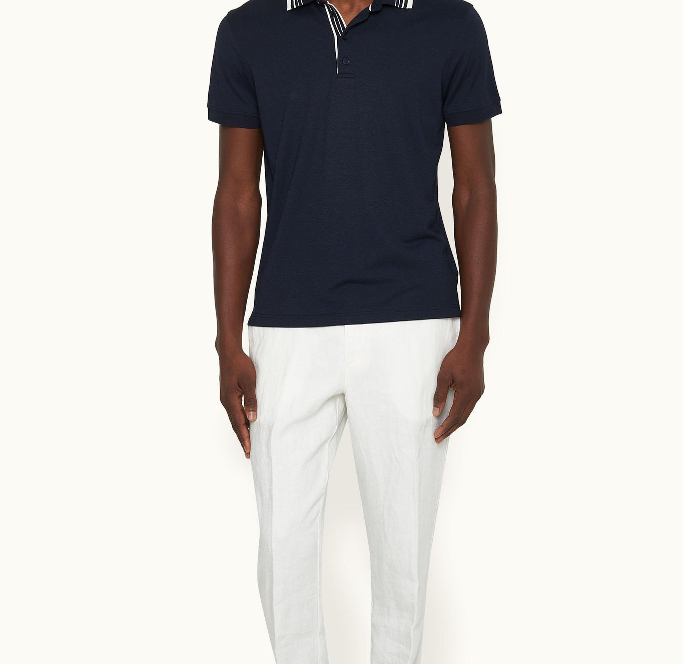 Dominic Stripe Classic Fit Border Stripe Polo Shirt | Night Iris