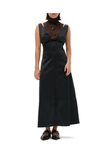 Double Satin Halter Neck Dress | Black
